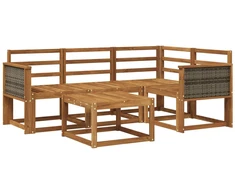 Lauko sofos komplektas 5 pcs Natūrali Kietos akacijos mediena