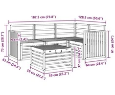 Lauko sofos komplektas 5 vnt. 4 vietos Natūrali