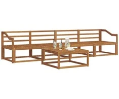 Lauko sofos komplektas 5 pcs Natūrali Kietos akacijos mediena