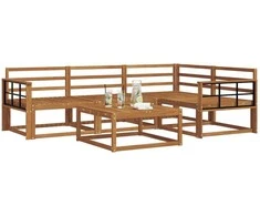 Lauko sofos komplektas 5 pcs Natūrali Kietos akacijos mediena