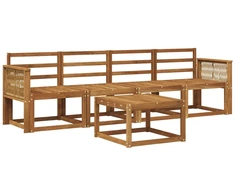 Lauko sofos komplektas 5 pcs Natūrali Kietos akacijos mediena