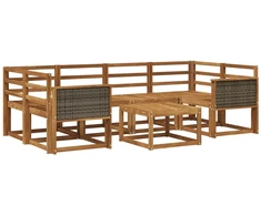 Lauko sofos komplektas 5 pcs Natūrali Kietos akacijos mediena
