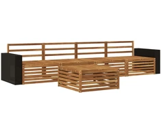 Lauko sofos komplektas 5 pcs Natūrali Kietos akacijos mediena