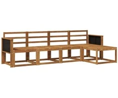 Lauko sofos komplektas 5 pcs Natūrali Kietos akacijos mediena