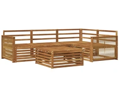 Lauko sofos komplektas 5 pcs Natūrali Kietos akacijos mediena