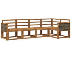 Lauko sofos komplektas 5 pcs Natūrali Kietos akacijos mediena
