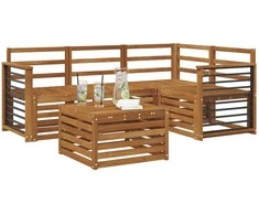 Lauko sofos komplektas 5 pcs Natūrali Kietos akacijos mediena