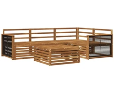 Lauko sofos komplektas 5 pcs Natūrali Kietos akacijos mediena