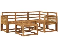Lauko sofos komplektas 5 pcs Natūrali Kietos akacijos mediena