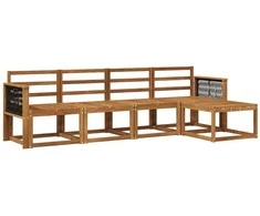Lauko sofos komplektas 5 pcs Natūrali Kietos akacijos mediena