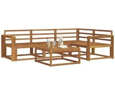 Lauko sofos komplektas 5 pcs Natūrali Kietos akacijos mediena