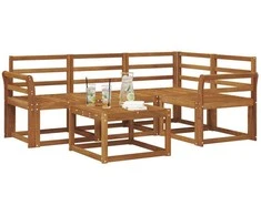 Lauko sofos komplektas 5 pcs Natūrali Kietos akacijos mediena
