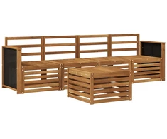 Lauko sofos komplektas 5 pcs Natūrali Kietos akacijos mediena