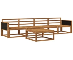 Lauko sofos komplektas 5 pcs Natūrali Kietos akacijos mediena