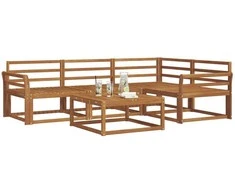 Lauko sofos komplektas 5 pcs Natūrali Kietos akacijos mediena