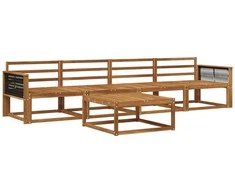 Lauko sofos komplektas 5 pcs Natūrali Kietos akacijos mediena