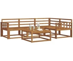 Lauko sofos komplektas 5 pcs Natūrali Kietos akacijos mediena