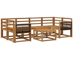 Lauko sofos komplektas 5 pcs Natūrali Kietos akacijos mediena