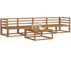 Lauko sofos komplektas 5 pcs Natūrali Kietos akacijos mediena