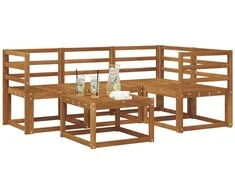 Lauko sofos komplektas 5 pcs Natūrali Kietos akacijos mediena