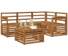 Lauko sofos komplektas 5 pcs Natūrali