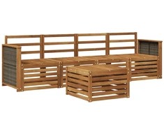 Lauko sofos komplektas 5 pcs Natūrali Kietos akacijos mediena