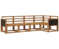Lauko sofos komplektas 5 pcs Natūrali Kietos akacijos mediena