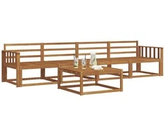 Lauko sofos komplektas 5 pcs Natūrali Kietos akacijos mediena