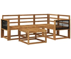 Lauko sofos komplektas 5 pcs Natūrali Kietos akacijos mediena