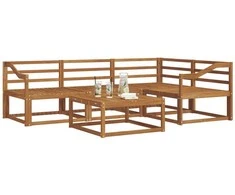 Lauko sofos komplektas 5 pcs Natūrali Kietos akacijos mediena
