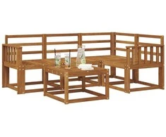 Lauko sofos komplektas 5 pcs Natūrali Kietos akacijos mediena