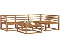 Lauko sofos komplektas 5 pcs Natūrali Kietos akacijos mediena