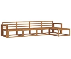 Lauko sofos komplektas 5 pcs Natūrali Kietos akacijos mediena