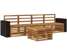 Lauko sofos komplektas 5 pcs Natūrali Kietos akacijos mediena