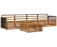 Lauko sofos komplektas 5 pcs Natūrali Kietos akacijos mediena