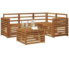 Lauko sofos komplektas 5 pcs Natūrali