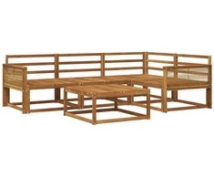 Lauko sofos komplektas 5 pcs Natūrali Kietos akacijos mediena