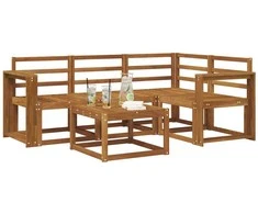 Lauko sofos komplektas 5 pcs Natūrali Kietos akacijos mediena