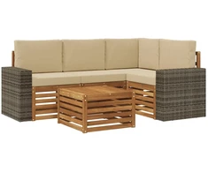 Lauko sofos komplektas 5 pcs Natūralus ir bežinis