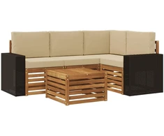 Lauko sofos komplektas 5 pcs Natūralus ir bežinis