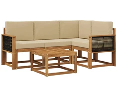 Lauko sofos komplektas 5 pcs Natūralus ir bežinis Poliesteris