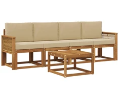 Lauko sofos komplektas 5 pcs Natūralus ir bežinis Poliesteris