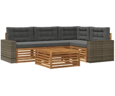 Lauko sofos komplektas 5 pcs Natūralus ir antracitas
