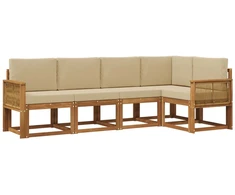 Lauko sofos komplektas 5 pcs Natūralus ir bežinis Poliesteris
