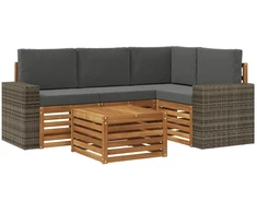 Lauko sofos komplektas 5 pcs Natūralus ir antracitas