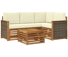 Lauko sofos komplektas 5 pcs Natūralus ir grietinėlė