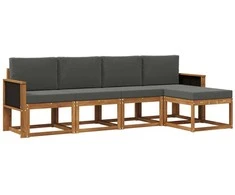 Lauko sofos komplektas 5 pcs Natūralus ir antracitas