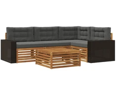 Lauko sofos komplektas 5 pcs Natūralus ir antracitas
