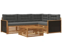 Lauko sofos komplektas 5 pcs Natūralus ir antracitas