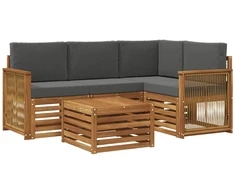 Lauko sofos komplektas 5 pcs Natūralus ir antracitas